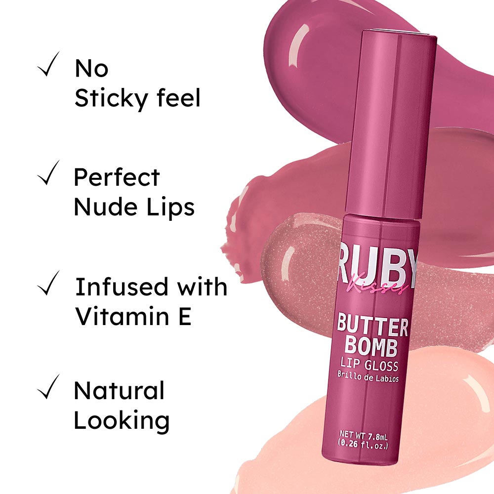 Ruby Kisses Butter Bomb Gloss โ Smooth Like Butter, Glossy Like a Dream | 12 Yummy Shades - Beauty Exchange Beauty Supply