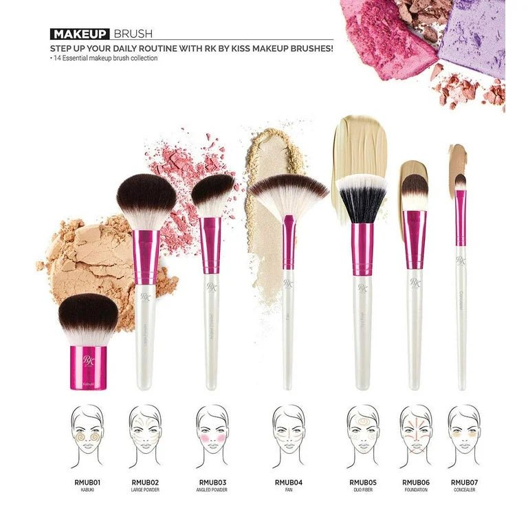 Ruby Kisses Face Makeup Brush โ Professional - Grade Face Tools | Kabuki, Powder, Foundation & More - Beauty Exchange Beauty Supply