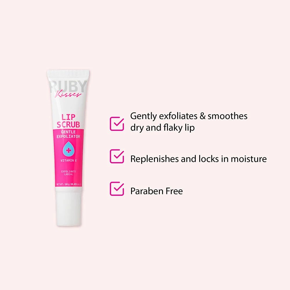 Ruby Kisses Gentle Lip Scrub – Exfoliating & Smoothing with Vitamin E | Hydrating Lip Treatment | 14g - Beauty Exchange Beauty Supply