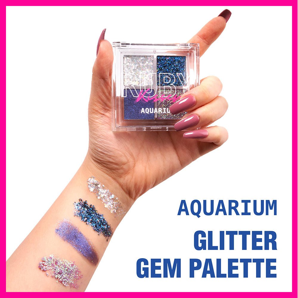 Ruby Kisses Glitter Gem Palette – The Ultimate Glue - Free Glitter | 4 Shades | 2.96g - Beauty Exchange Beauty Supply