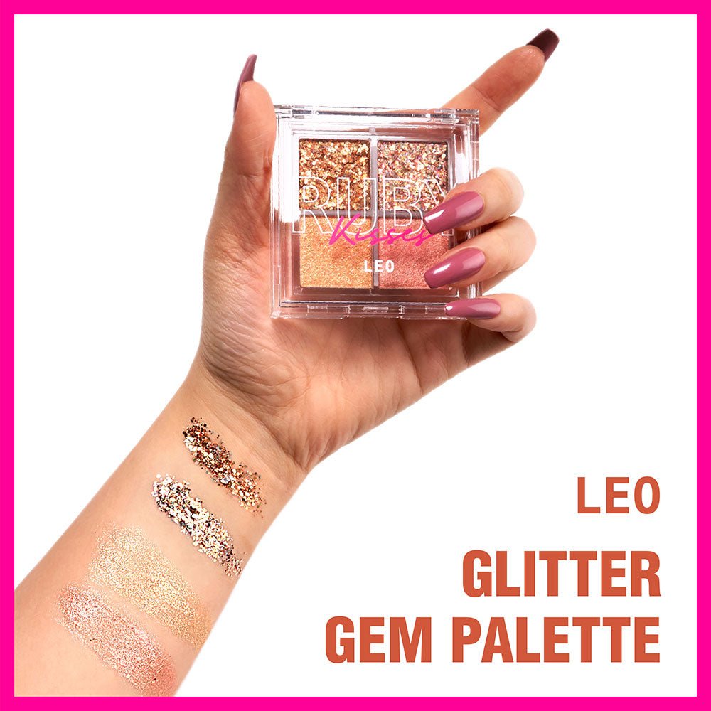 Ruby Kisses Glitter Gem Palette – The Ultimate Glue - Free Glitter | 4 Shades | 2.96g - Beauty Exchange Beauty Supply