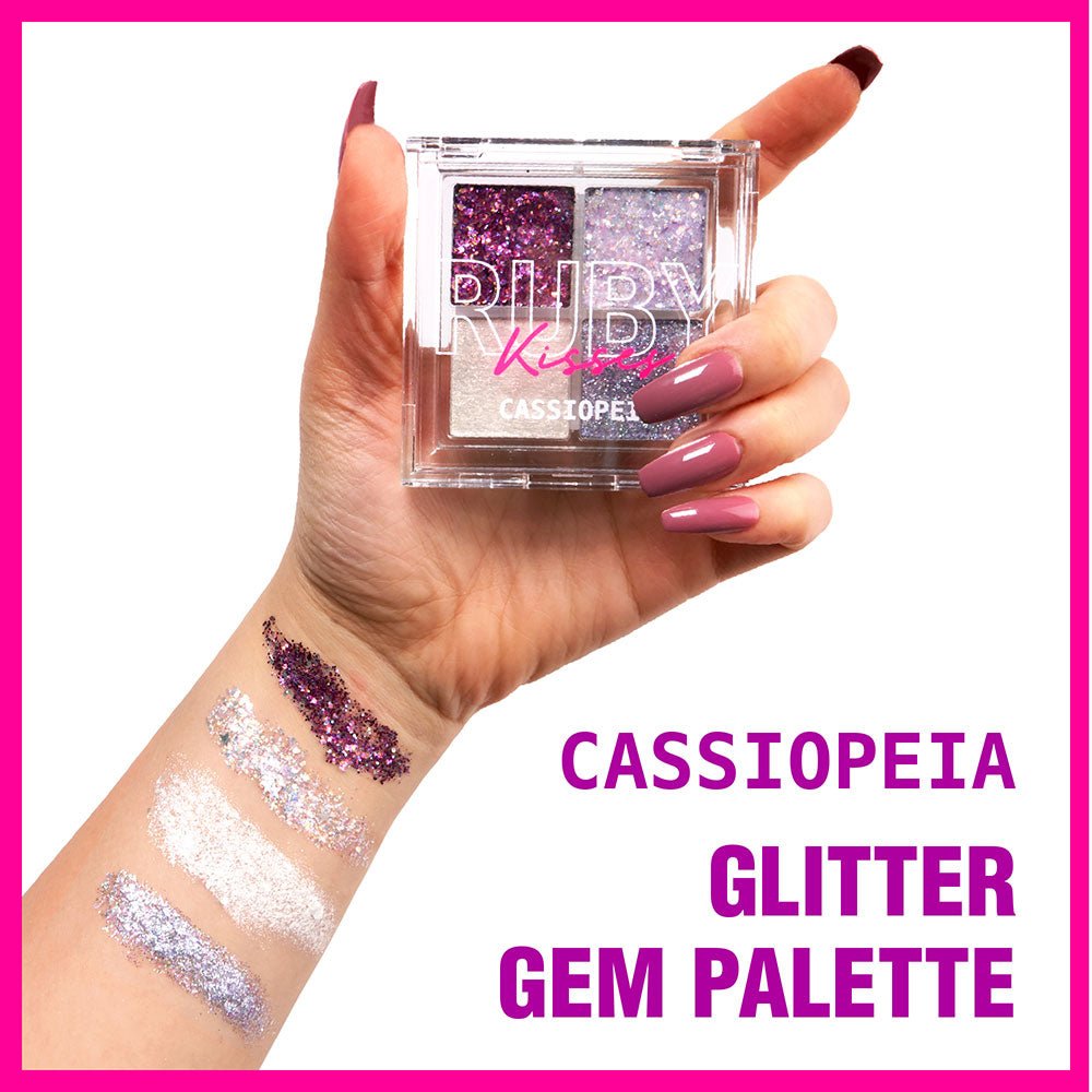 Ruby Kisses Glitter Gem Palette – The Ultimate Glue - Free Glitter | 4 Shades | 2.96g - Beauty Exchange Beauty Supply