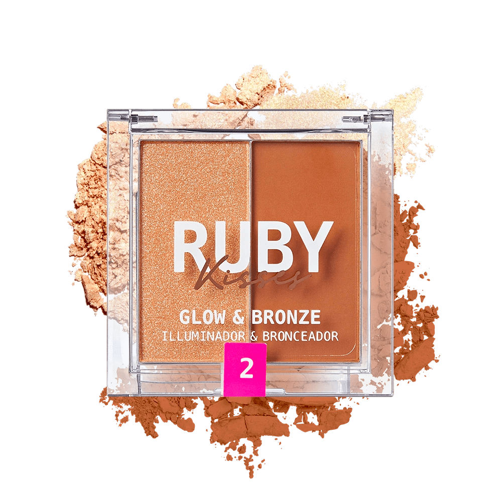 Ruby Kisses Glow & Bronze Highlighter Bronzer Duo – 2 - in - 1 Radiant Finish | Sculpt & Shine | 4 Shades - Beauty Exchange Beauty Supply