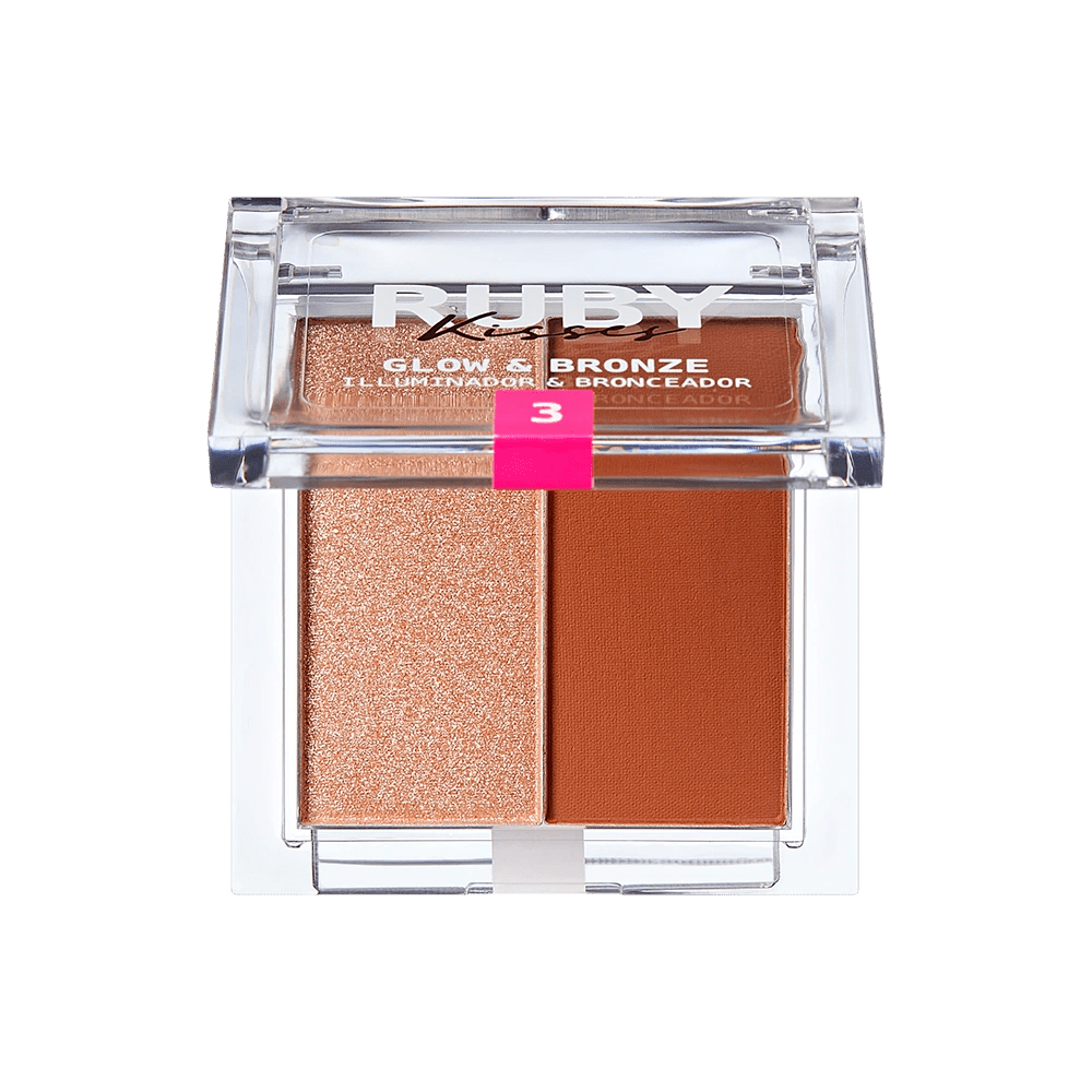 Ruby Kisses Glow & Bronze Highlighter Bronzer Duo – 2 - in - 1 Radiant Finish | Sculpt & Shine | 4 Shades - Beauty Exchange Beauty Supply