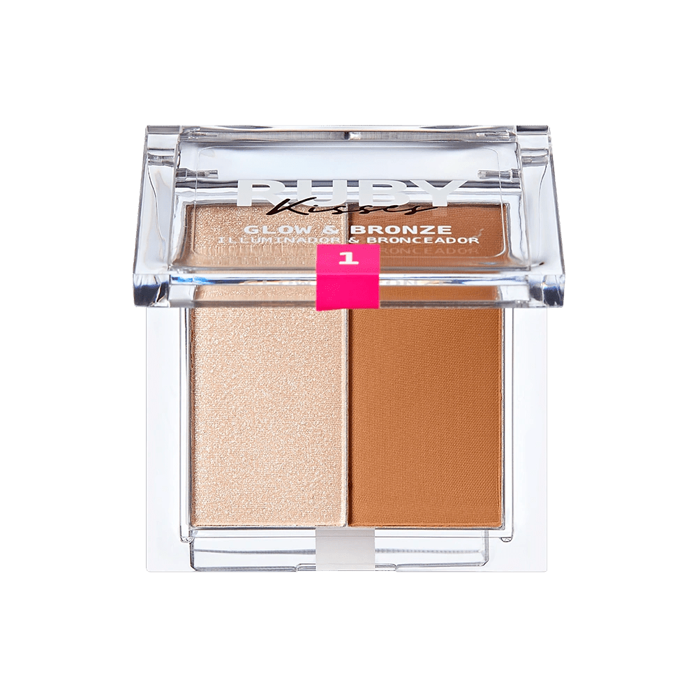Ruby Kisses Glow & Bronze Highlighter Bronzer Duo – 2 - in - 1 Radiant Finish | Sculpt & Shine | 4 Shades - Beauty Exchange Beauty Supply