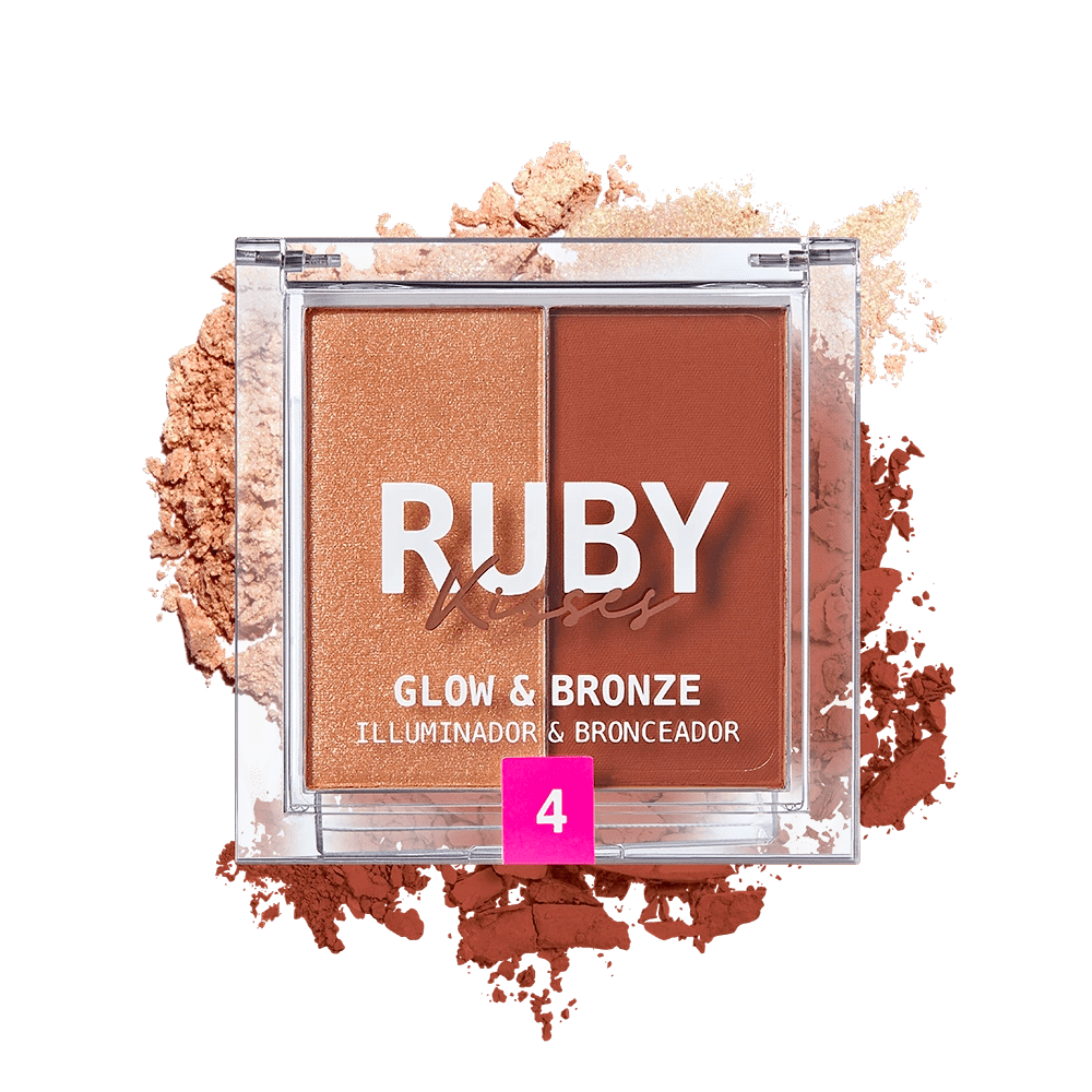 Ruby Kisses Glow & Bronze Highlighter Bronzer Duo – 2 - in - 1 Radiant Finish | Sculpt & Shine | 4 Shades - Beauty Exchange Beauty Supply