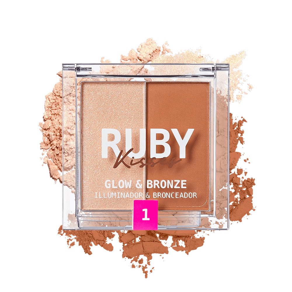 Ruby Kisses Glow & Bronze Highlighter Bronzer Duo – 2 - in - 1 Radiant Finish | Sculpt & Shine | 4 Shades - Beauty Exchange Beauty Supply