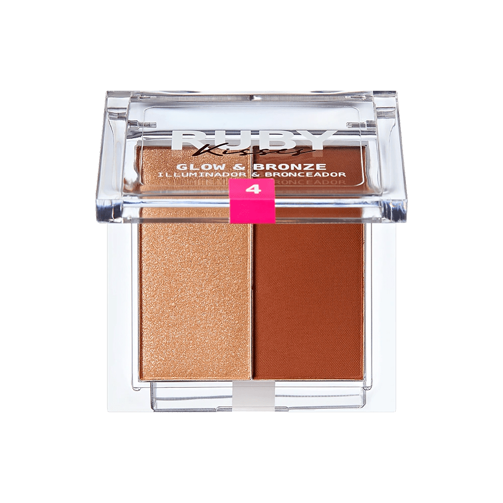 Ruby Kisses Glow & Bronze Highlighter Bronzer Duo – 2 - in - 1 Radiant Finish | Sculpt & Shine | 4 Shades - Beauty Exchange Beauty Supply