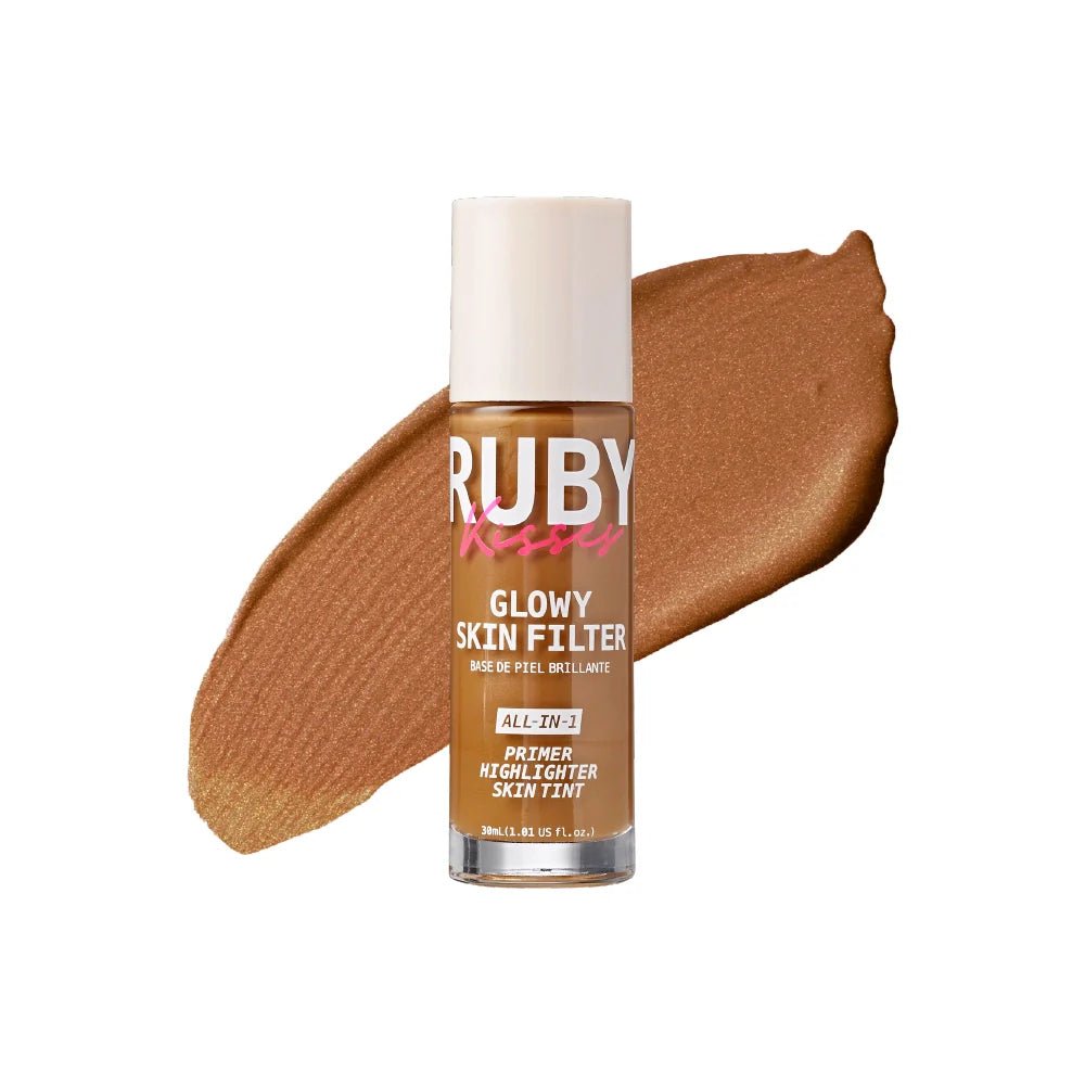 Ruby Kisses Glowy Skin Filter Foundation – 3 - in - 1 Primer, Skin Tint & Highlighter | Dewy Finish, Natural Glow | 10 Shades - Beauty Exchange Beauty Supply