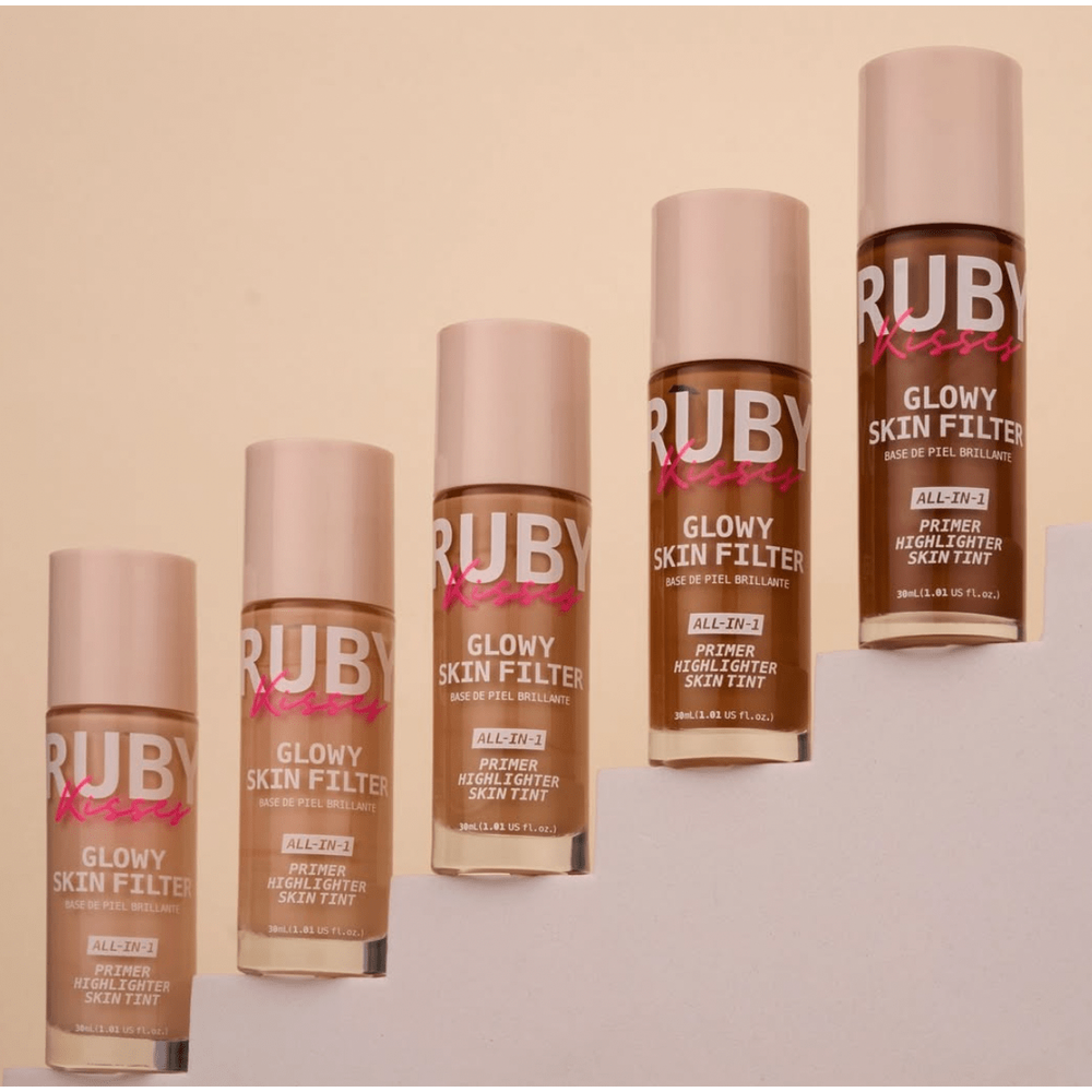 Ruby Kisses Glowy Skin Filter Foundation – 3 - in - 1 Primer, Skin Tint & Highlighter | Dewy Finish, Natural Glow | 10 Shades - Beauty Exchange Beauty Supply