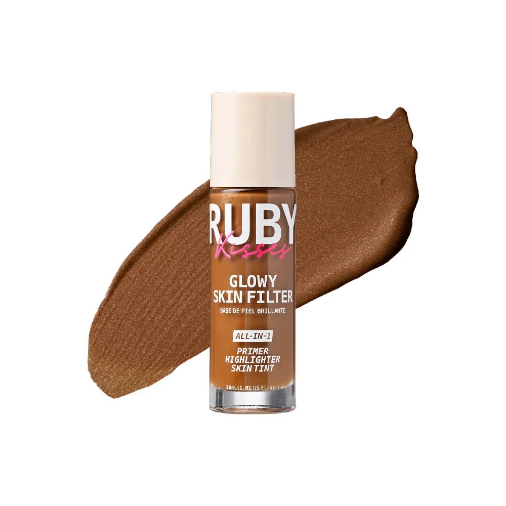 Ruby Kisses Glowy Skin Filter Foundation – 3 - in - 1 Primer, Skin Tint & Highlighter | Dewy Finish, Natural Glow | 10 Shades - Beauty Exchange Beauty Supply