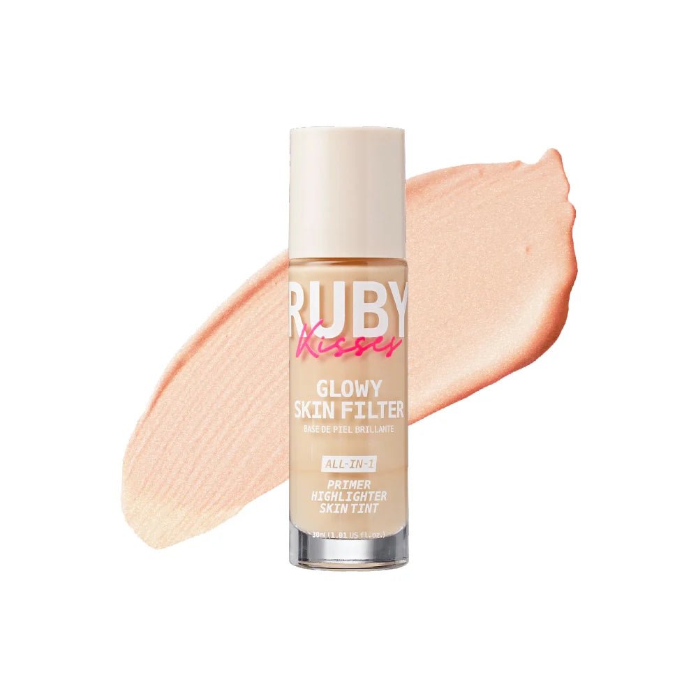 Ruby Kisses Glowy Skin Filter Foundation – 3 - in - 1 Primer, Skin Tint & Highlighter | Dewy Finish, Natural Glow | 10 Shades - Beauty Exchange Beauty Supply