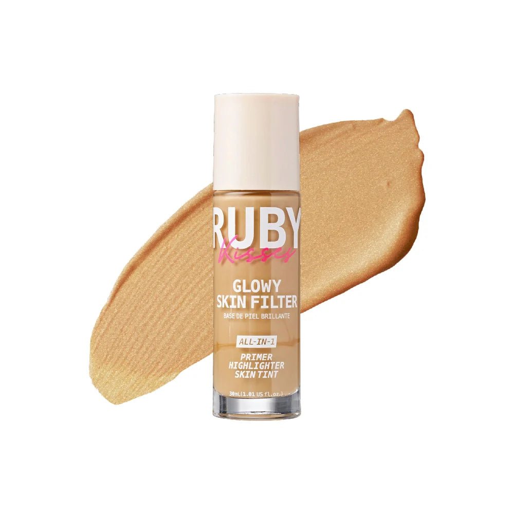 Ruby Kisses Glowy Skin Filter Foundation – 3 - in - 1 Primer, Skin Tint & Highlighter | Dewy Finish, Natural Glow | 10 Shades - Beauty Exchange Beauty Supply