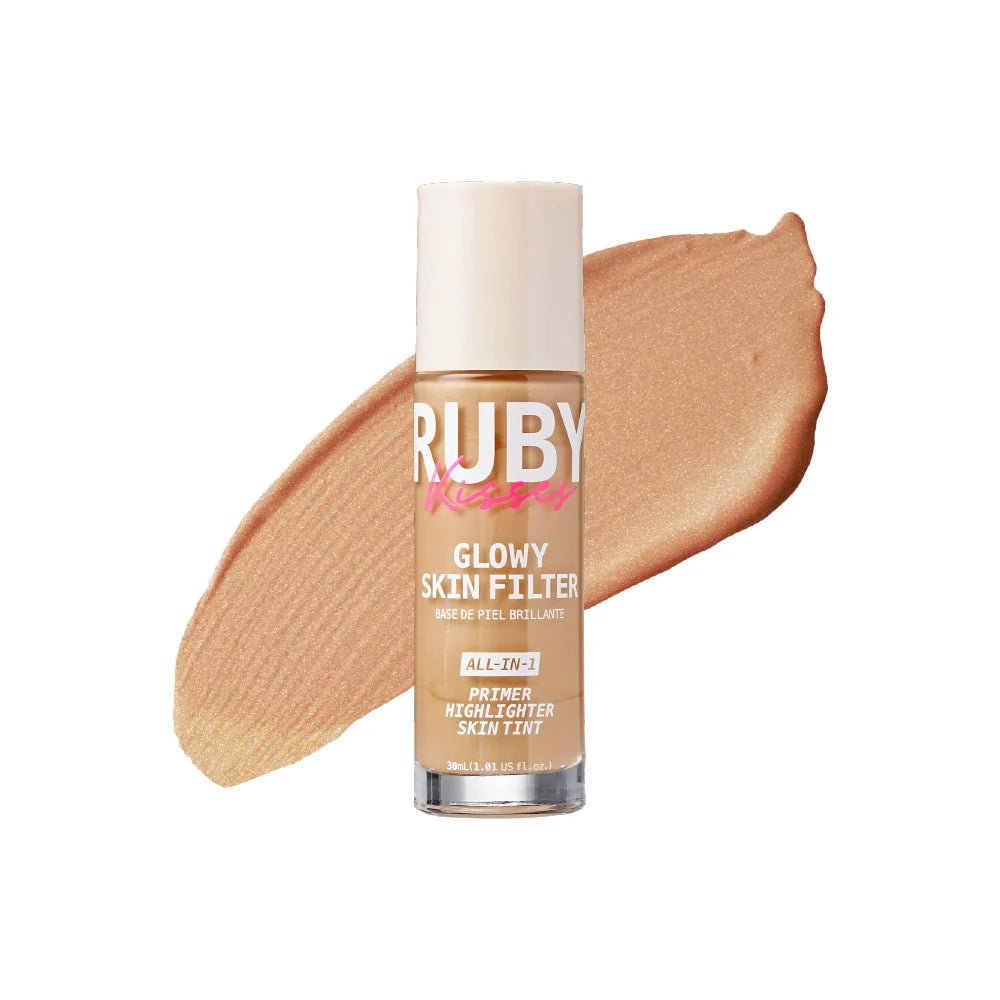 Ruby Kisses Glowy Skin Filter Foundation – 3 - in - 1 Primer, Skin Tint & Highlighter | Dewy Finish, Natural Glow | 10 Shades - Beauty Exchange Beauty Supply