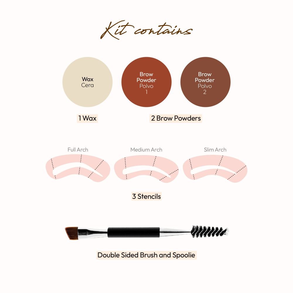 Ruby Kisses Go Brow Eyebrow Kit – 3 Stencils Included | 3 Shades - Beauty Exchange Beauty Supply
