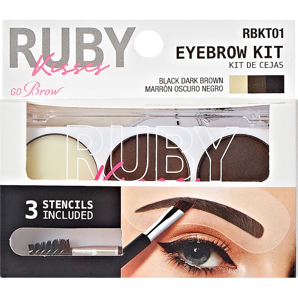 Ruby Kisses Go Brow Eyebrow Kit – 3 Stencils Included | 3 Shades - Beauty Exchange Beauty Supply