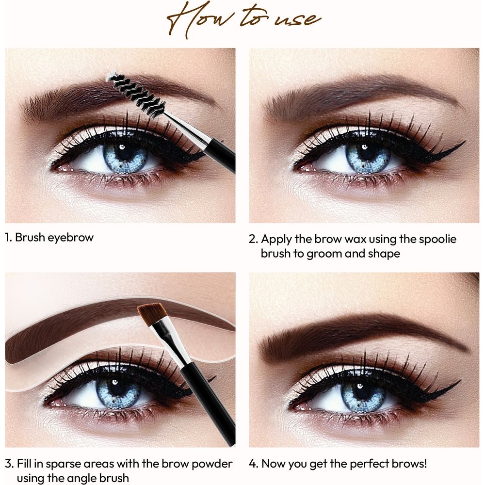 Ruby Kisses Go Brow Eyebrow Kit – 3 Stencils Included | 3 Shades - Beauty Exchange Beauty Supply