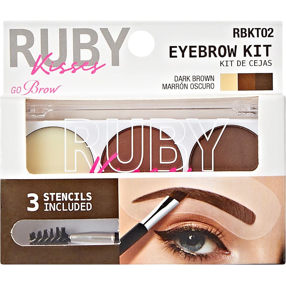 Ruby Kisses Go Brow Eyebrow Kit – 3 Stencils Included | 3 Shades - Beauty Exchange Beauty Supply