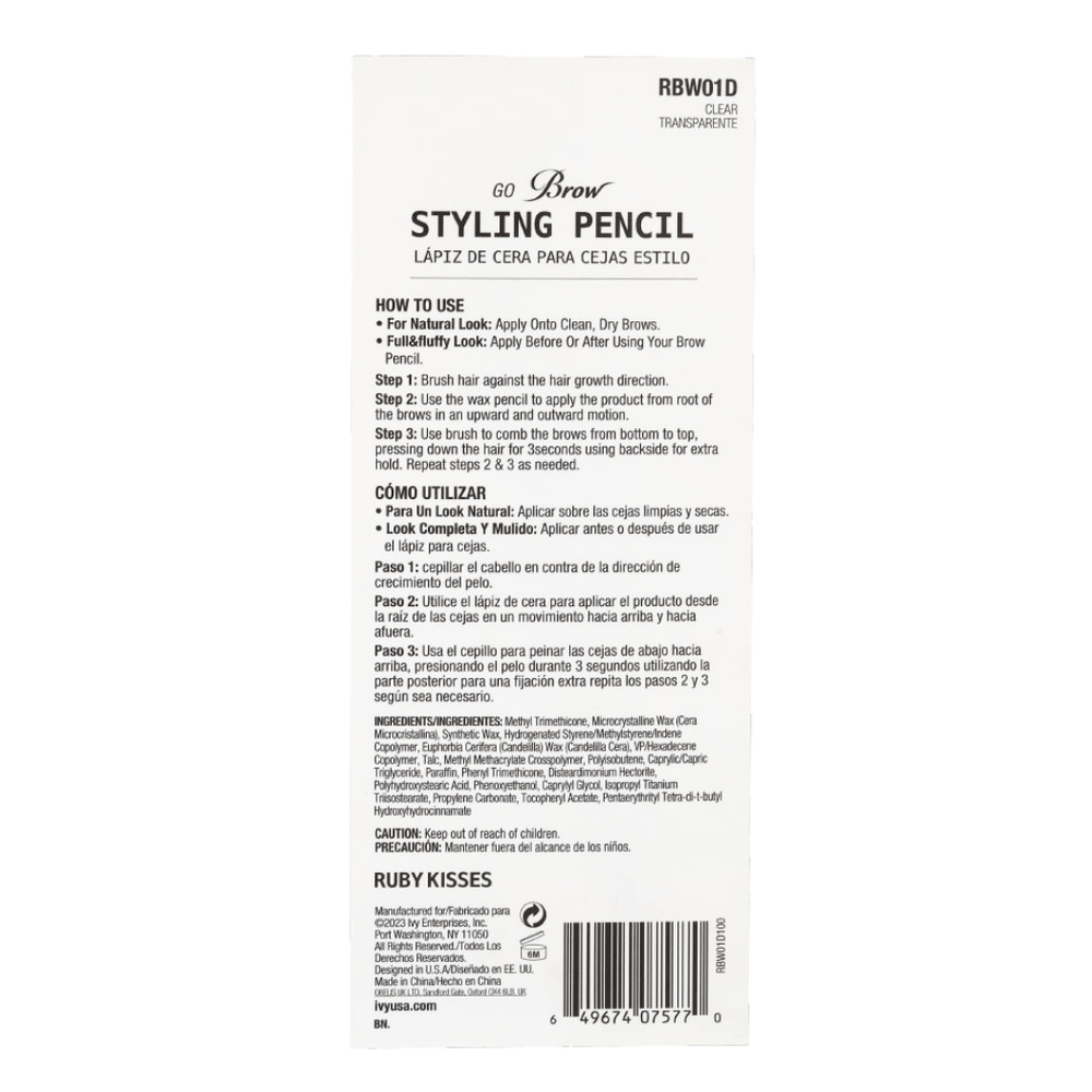 Ruby Kisses Go Brow Wax Pencil – Clear Wax - Beauty Exchange Beauty Supply