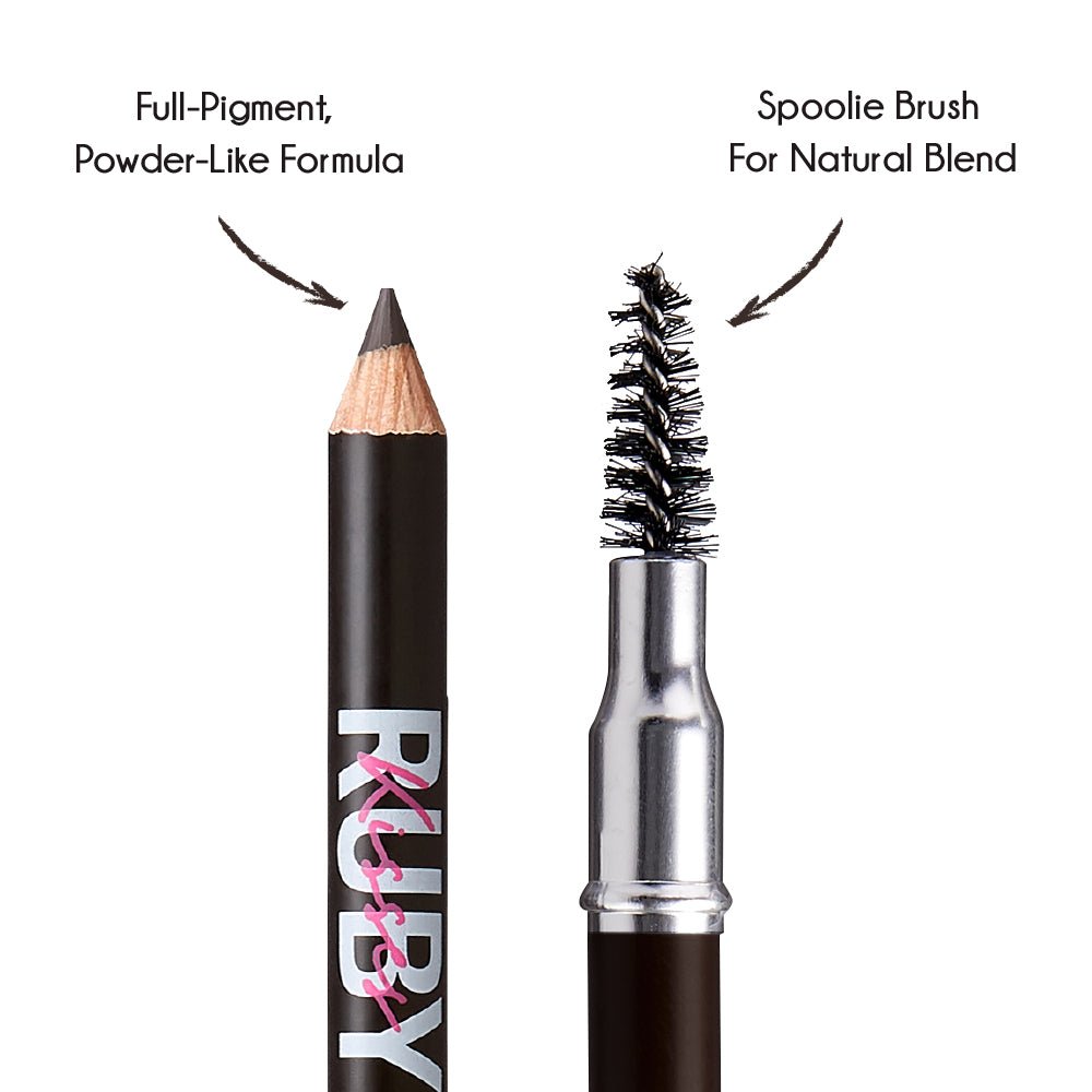 Ruby Kisses Go Brow Wooden Eyebrow Pencil With Brush – Natural - Looking Brows | 4 Shades - Beauty Exchange Beauty Supply