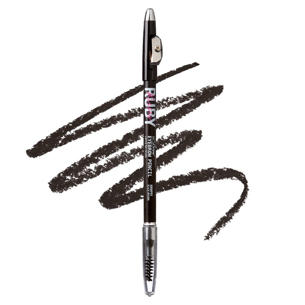 Ruby Kisses Go Brow Wooden Eyebrow Pencil With Brush – Natural - Looking Brows | 4 Shades - Beauty Exchange Beauty Supply