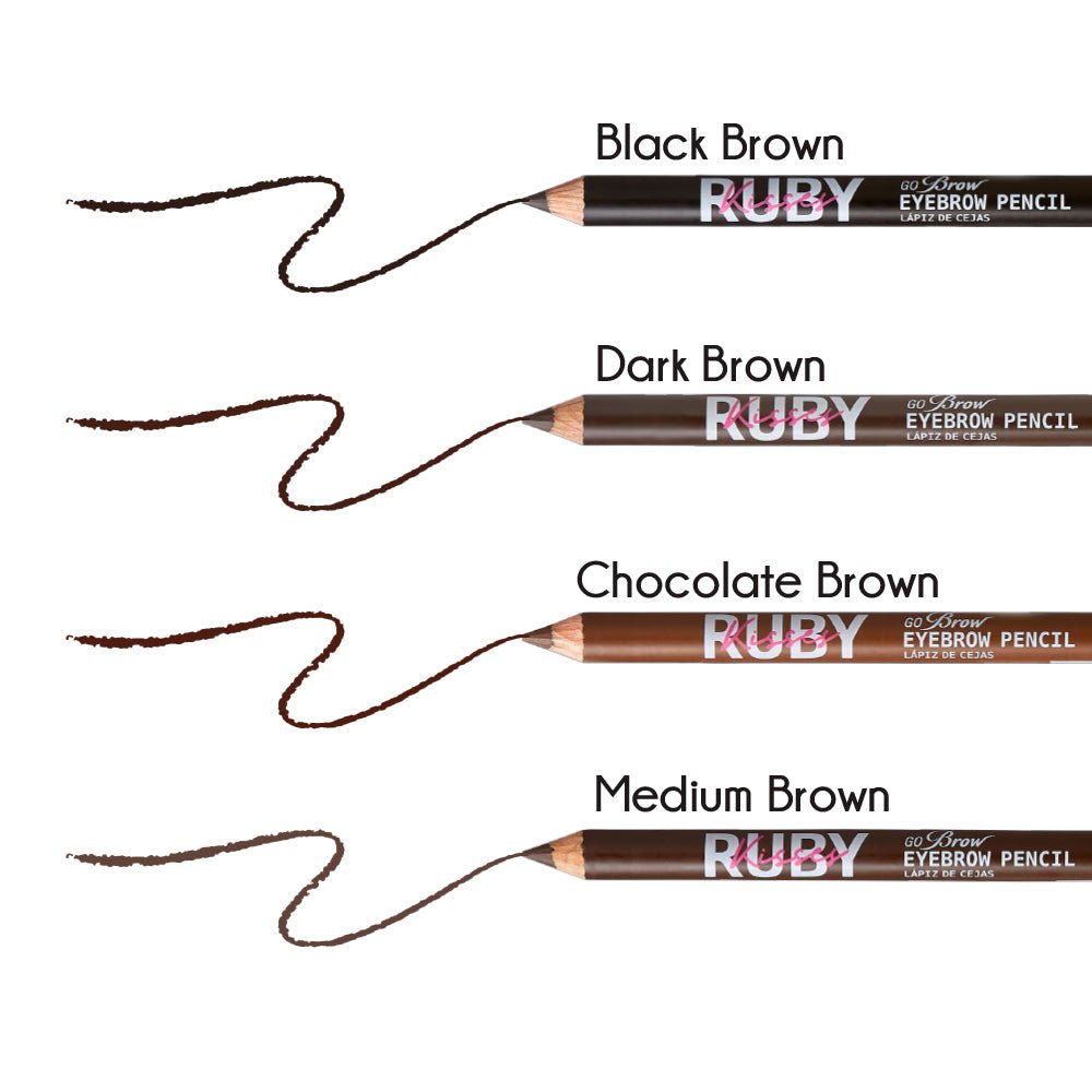 Ruby Kisses Go Brow Wooden Eyebrow Pencil With Brush – Natural - Looking Brows | 4 Shades - Beauty Exchange Beauty Supply