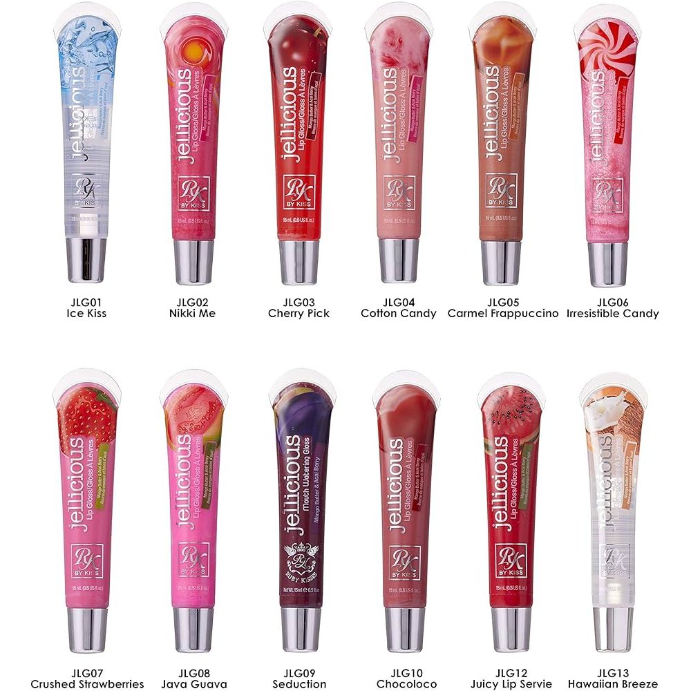 Ruby Kisses Jellicious Lip Gloss – Sweet Shine, Moisturizing Formula, Non - Sticky Finish | 9 Yummy Shades - Beauty Exchange Beauty Supply