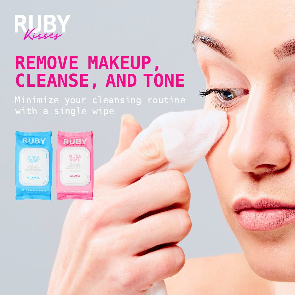 Ruby Kisses Micellar Waterproof Makeup Removing Wipes – Witch Hazel & Collagen Variants | Effortless Cleansing - Beauty Exchange Beauty Supply