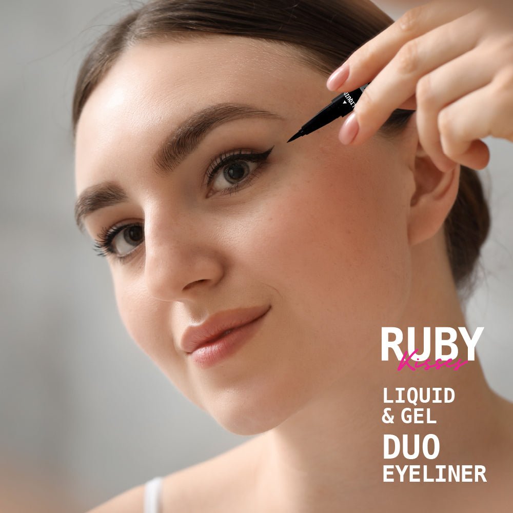 Ruby Kisses Waterproof Liquid & Gel Duo Eyeliner โ Fine Felt Tip + Ultra Skinny Gel Pencil | 2 - in - 1 Control & Definition - Beauty Exchange Beauty Supply