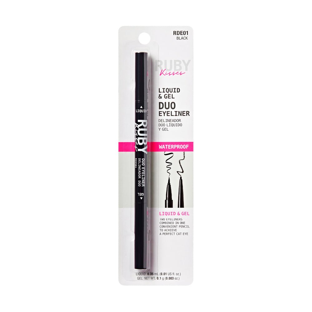 Ruby Kisses Waterproof Liquid & Gel Duo Eyeliner โ Fine Felt Tip + Ultra Skinny Gel Pencil | 2 - in - 1 Control & Definition - Beauty Exchange Beauty Supply