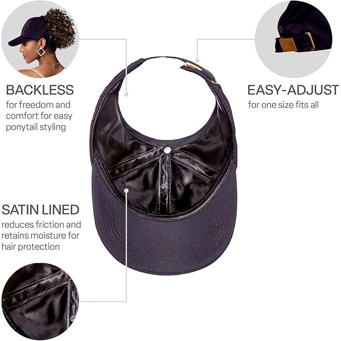 Satin Lined Backless Baseball Cap – One Size - Beauty Exchange Beauty Supply