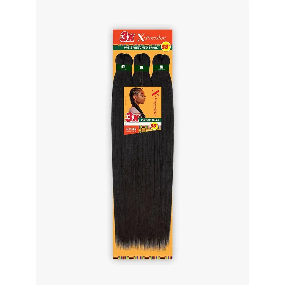 Sensationnel 3X X‑pression Synthetic Braiding Hair – Pre‑Stretched 58″ - Beauty Exchange Beauty Supply