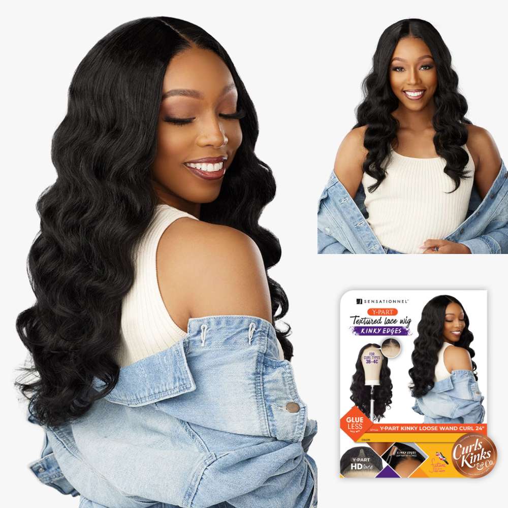 Sensationnel Curls Kinks & Co. HD Lace Y‑Part Wig – Kinky Loose Wand Curl 24″ - Beauty Exchange Beauty Supply
