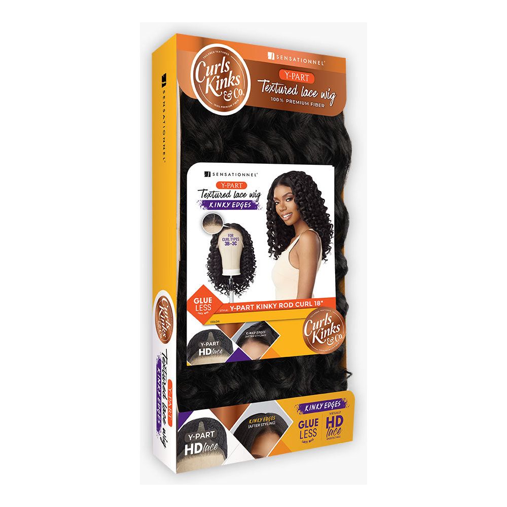 Sensationnel Curls Kinks & Co Kinky Edges Y - Part Synthetic HD Lace Front Wig - Kinky Rod Curl 18" - Beauty Exchange Beauty Supply