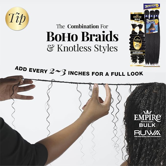 Sensationnel Empire Bulk Braiding – Deep Human Hair Braids 18" | Soft, Curly, Tangle - Free | For Knotless, Boho Box & Loose Wave Styles - Beauty Exchange Beauty Supply