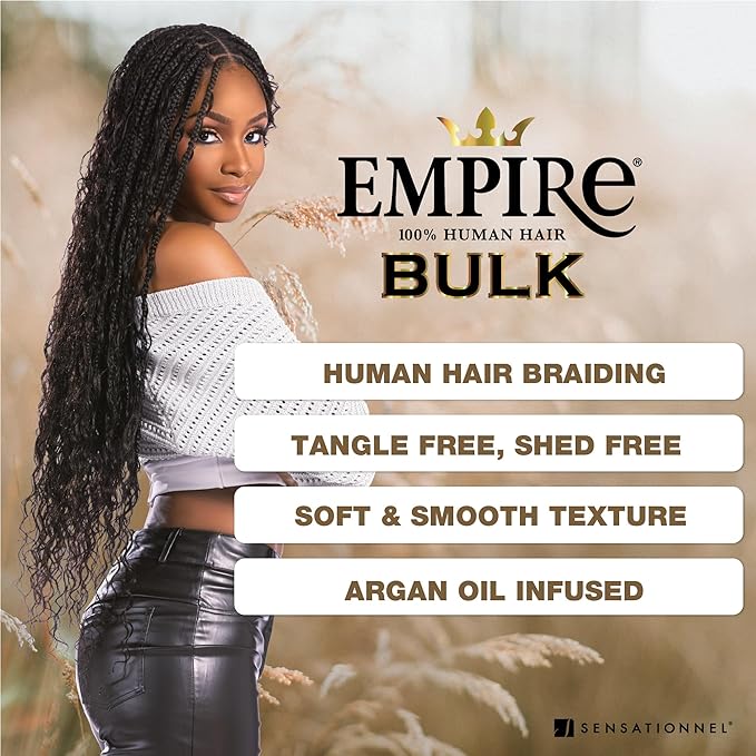 Sensationnel Empire Bulk Braiding – Deep Human Hair Braids 18" | Soft, Curly, Tangle - Free | For Knotless, Boho Box & Loose Wave Styles - Beauty Exchange Beauty Supply