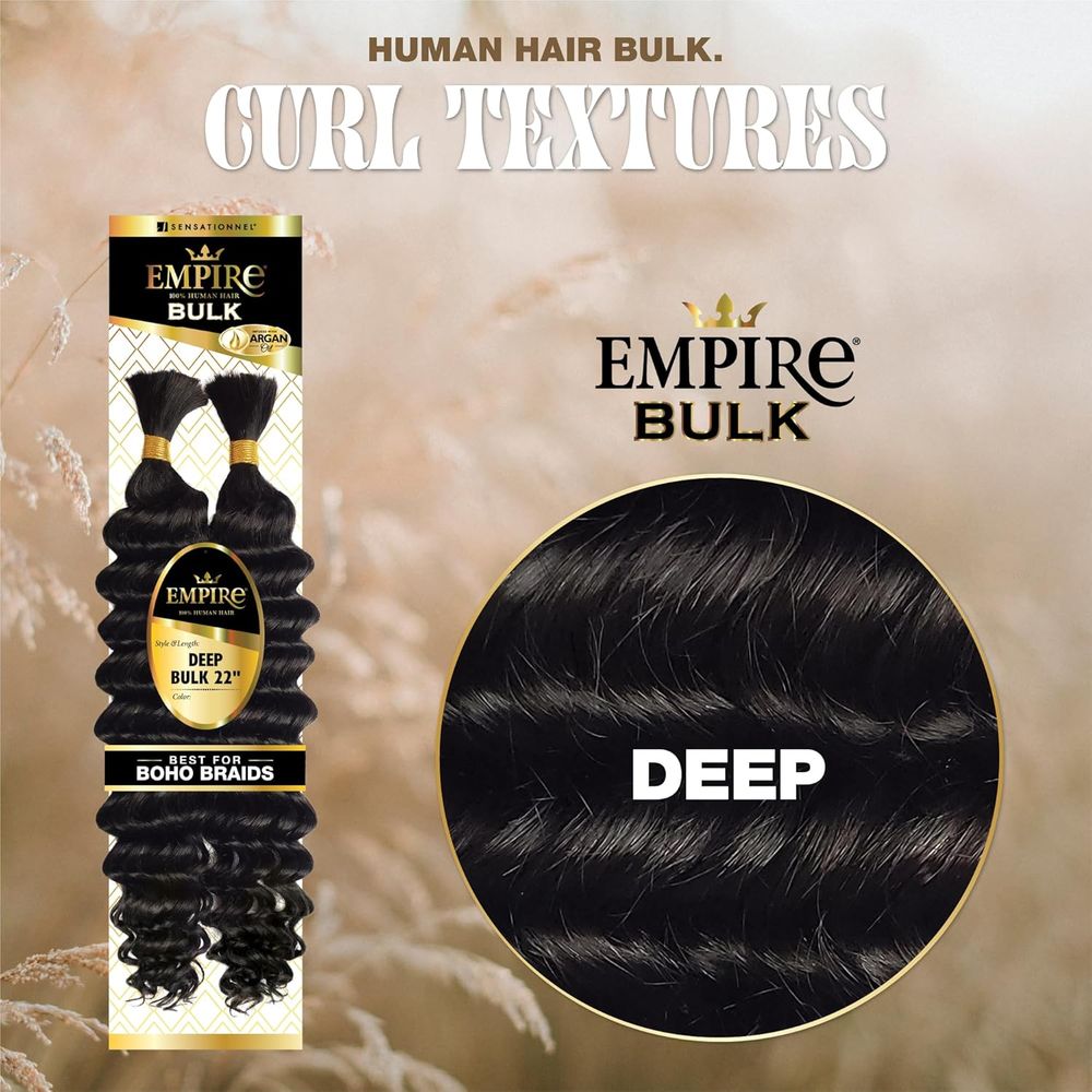 Sensationnel Empire Bulk Braiding – Deep Human Hair Braids 22" | Soft, Curly, Tangle - Free | For Knotless, Boho Box & Loose Wave Styles - Beauty Exchange Beauty Supply