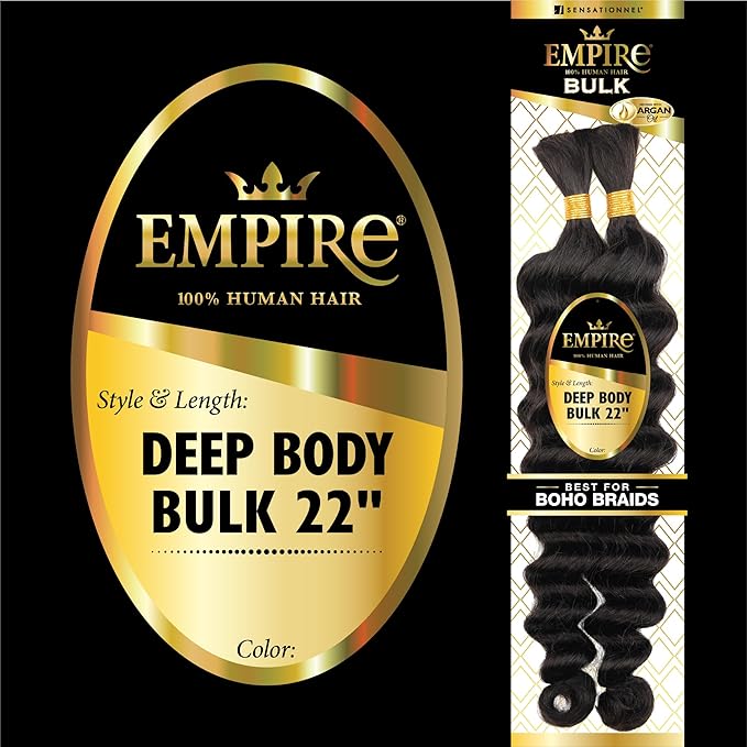 Sensationnel Empire Human Hair โ Deep Body Bulk 22" | Soft, Voluminous, Tangle - Free | For Braids & Boho Crochet Styles - Beauty Exchange Beauty Supply