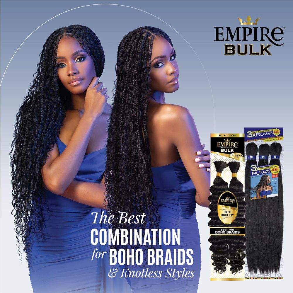 Sensationnel Empire Human Hair – Deep Body Bulk 22" | Soft, Voluminous, Tangle - Free | For Braids & Boho Crochet Styles - Beauty Exchange Beauty Supply