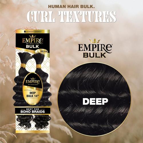 Sensationnel Empire Human Hair – Deep Bulk 14" | Soft, Voluminous, Tangle - Free | For Braids & Crochet Styles - Beauty Exchange Beauty Supply
