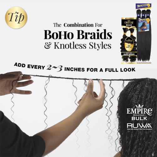 Sensationnel Empire Human Hair – Deep Bulk 14" | Soft, Voluminous, Tangle - Free | For Braids & Crochet Styles - Beauty Exchange Beauty Supply