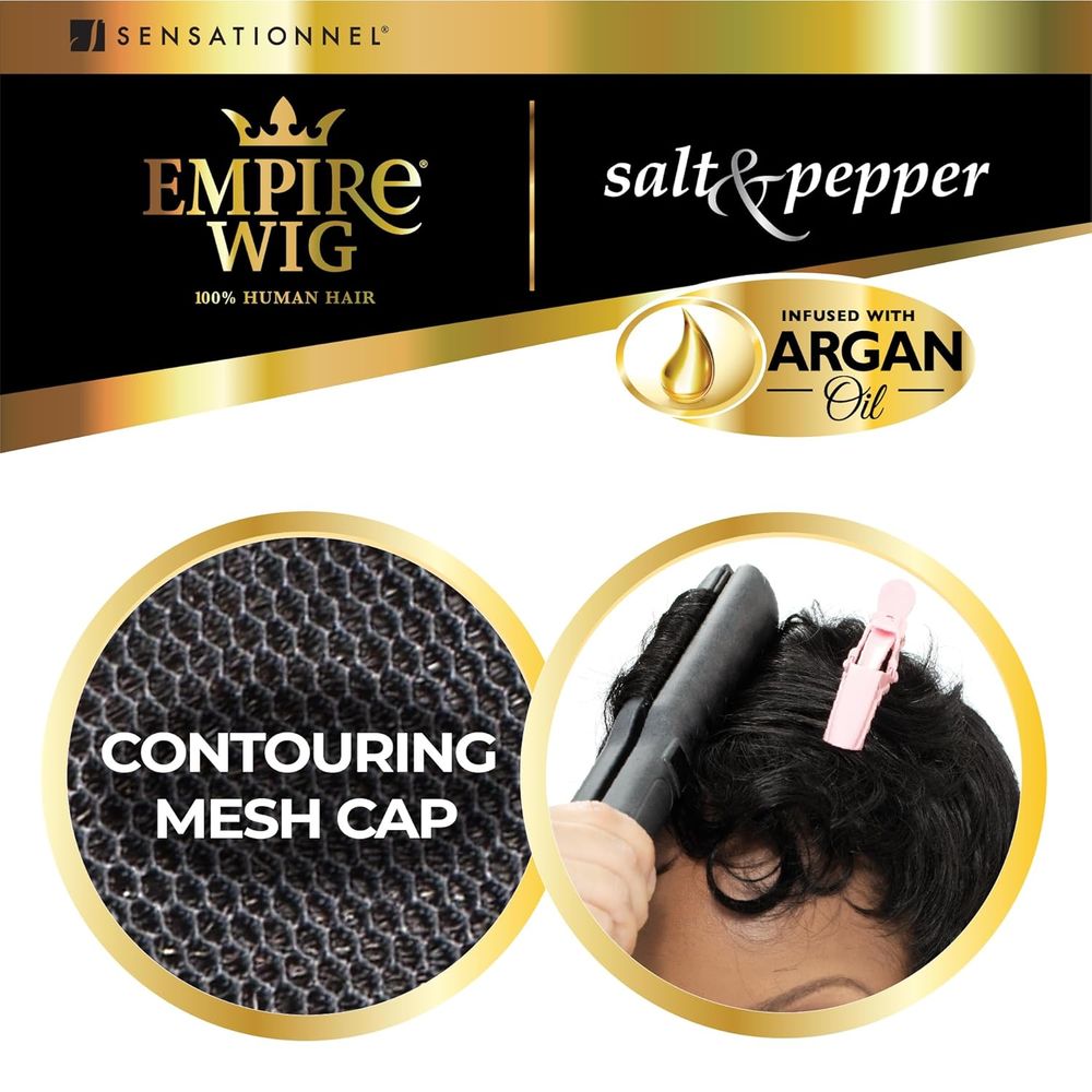 Sensationnel Empire Human Hair Wig โ Salt and Pepper Bliss | Heat Safe + Contouring Mesh Cap - Beauty Exchange Beauty Supply