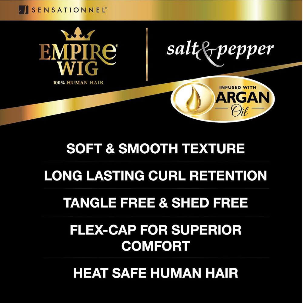 Sensationnel Empire Human Hair Wig โ Salt and Pepper Bliss | Heat Safe + Contouring Mesh Cap - Beauty Exchange Beauty Supply