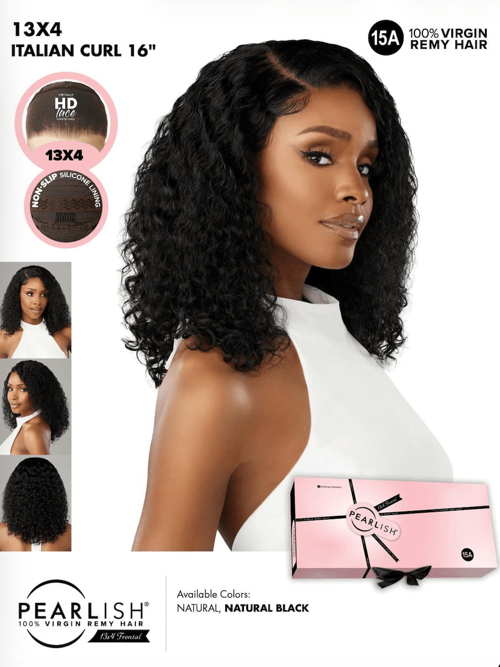 Sensationnel Pearlish Glueless 13x4 HD Lace Frontal Wig โ Italian Curl 16" - Beauty Exchange Beauty Supply