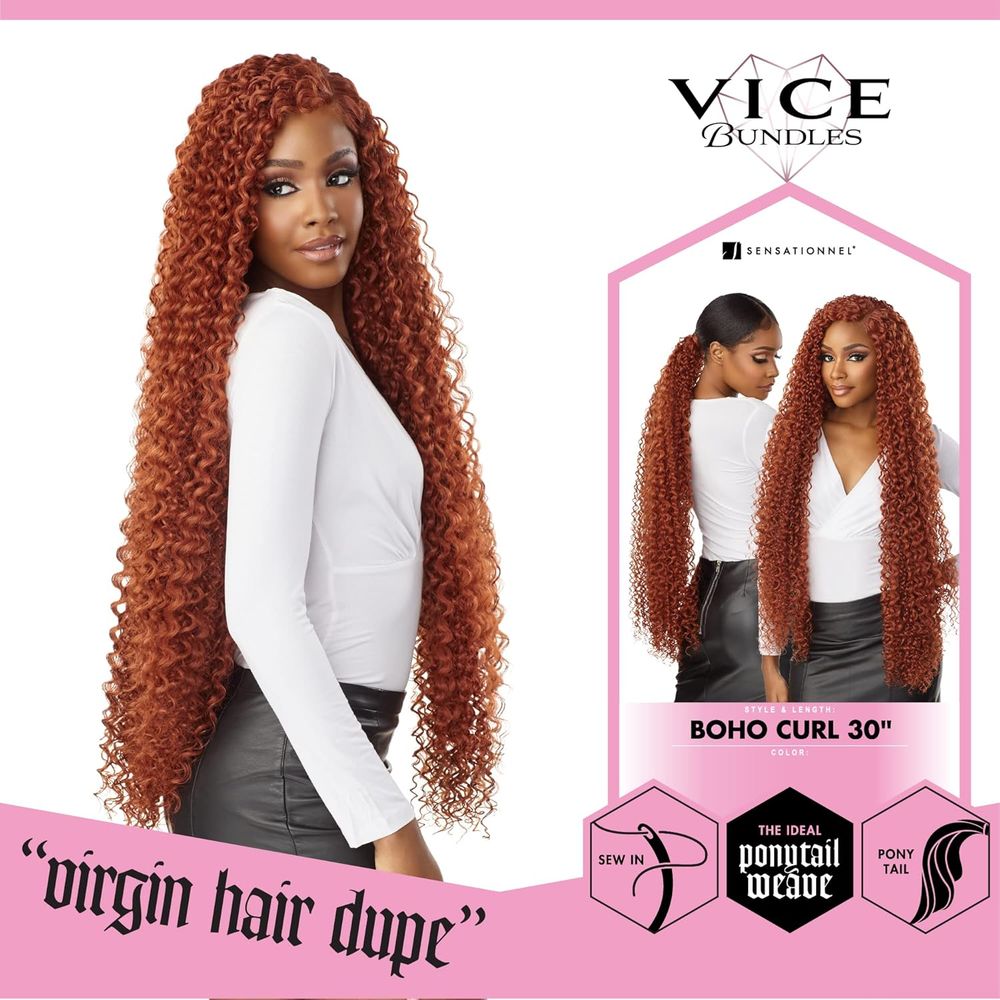 Sensationnel Vice Bundles – Boho Curl 30" | Synthetic Virgin Hair Dupe | Sew - In, Weave, or Ponytail Styling - Beauty Exchange Beauty Supply