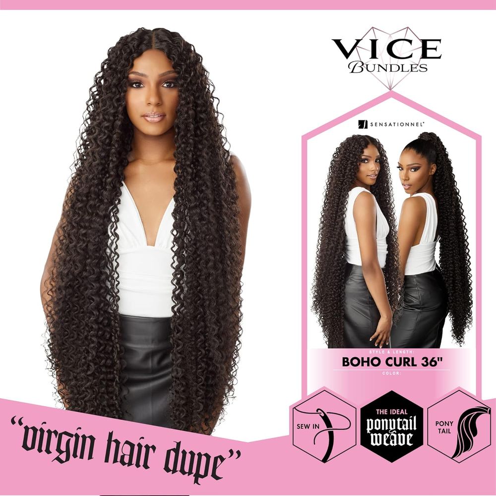 Sensationnel Vice Bundles – Boho Curl 36" | Extra Long Synthetic Virgin Hair Dupe | Weave, Sew - In, or Ponytail Ready - Beauty Exchange Beauty Supply