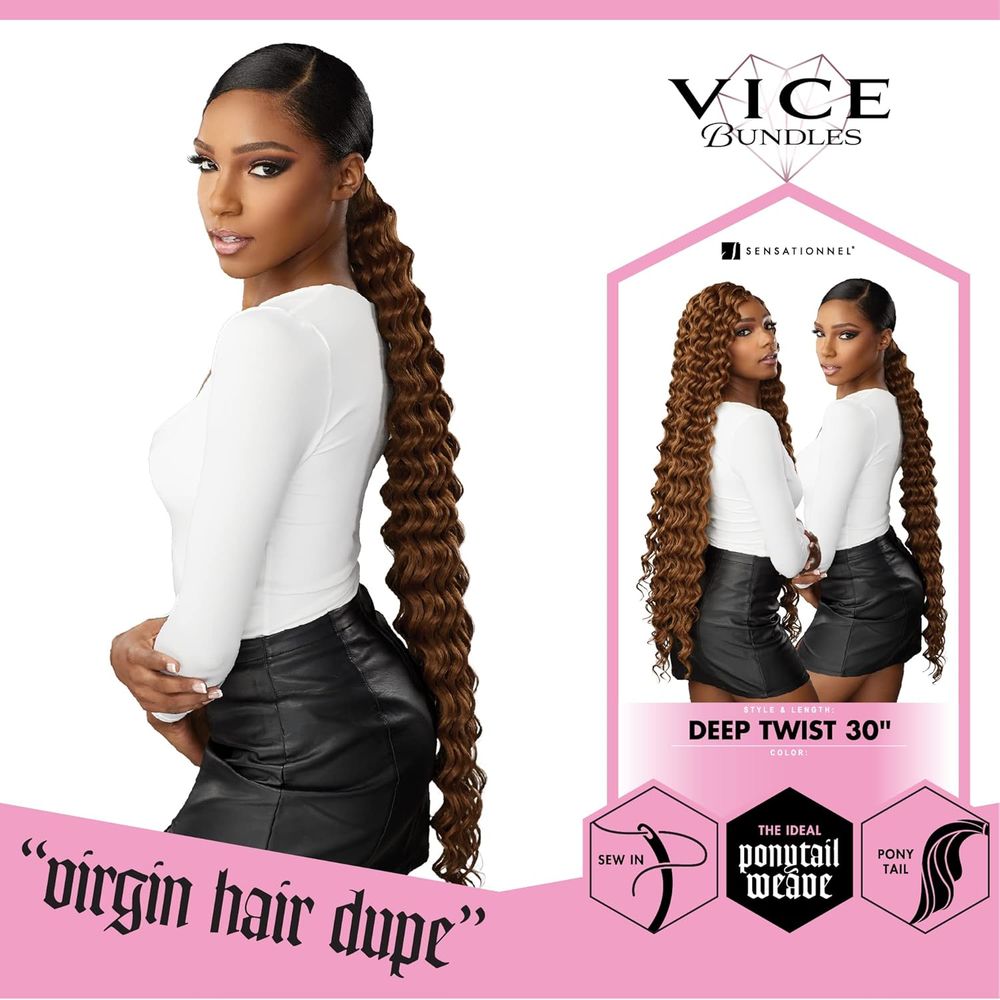Sensationnel Vice Bundles – Deep Twist 30" | Synthetic Virgin Hair Dupe | Soft Twist Curl for Sew - In & Ponytail Styles - Beauty Exchange Beauty Supply