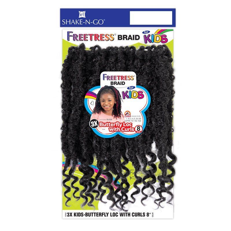 Shake n Go 3X Kids Butterfly Loc with Curls 8" – Pre - Looped, Soft Crochet Locs with Curls for Kids | Lightweight & Tangle - Free - Beauty Exchange Beauty Supply
