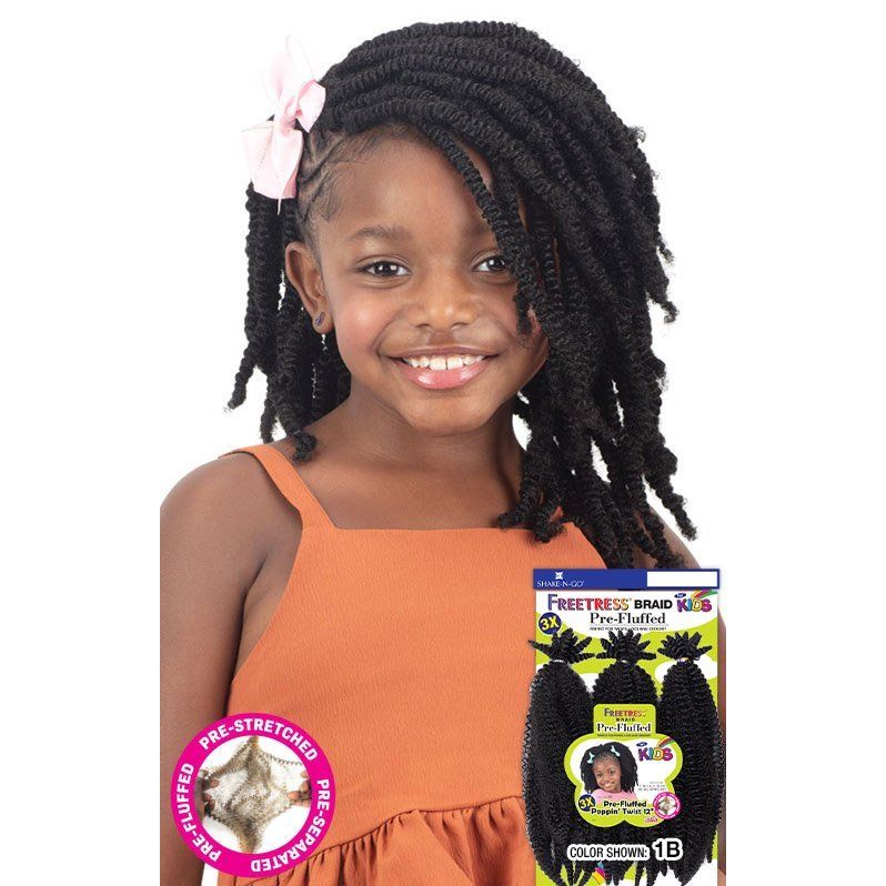 Shake n Go Freetress 3X Kids Pre - Fluffed Poppin' Twist 12" – Pre - Stretched, Tangle - Free Braiding Hair for Kids - Beauty Exchange Beauty Supply