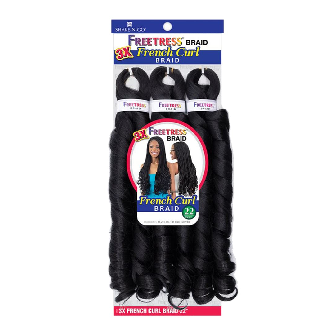 Shake n Go Freetress Synthetic Crochet Hair โ 3X French Curl Braid 22โณ - Beauty Exchange Beauty Supply